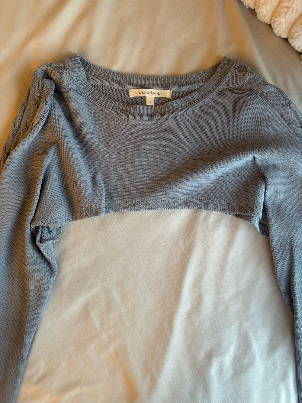 Aritzia Wilfred Free Dusty Blue Cropped Crew Sweater